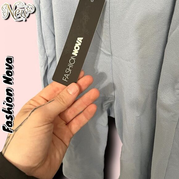 New NWT Fashion nova Renae Smooth Snatched Romper - Dusty Blue - Medium - Picture 8 of 8